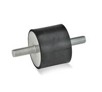 Ganter Normelemente | Bisagra búfer - GN 351 | con 2 tornillos | Caucho Natural, negro, GN 351-20-20-M6-SS-55