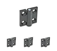 Ganter Normelemente | bisagras | fricción ajustable | par ajustable | resistencia a la fricción | GN 437-ZD-40-40-A-SW | zinc fundido a presión | 40 x 40 mm (Paquete de 4)