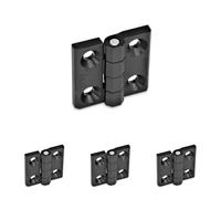 Ganter Normelemente GN 237.1-60-60-A Bisagra de plástico, negro, 60x60mm (Paquete de 4)