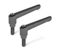 Ganter Normelemente GN 300-30-M4-12-SW 300-30-M4-12-SW-Palanca de sujeción Ajustable con Tornillo roscado, Textura Mate, Negro, Gewinde: M4x12mm, Set de 2 Piezas