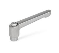 Ganter Normelemente GN 300.5-92-M12-IS - Palanca de sujeción de acero inoxidable con casquillo roscado, color plateado, rosca M12