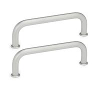 Ganter Normelemente GN 425-NI-8-128-GS 425-NI-8-128-GS-Mangos de Acero Inoxidable, Plata, Länge l: 128mm, Set de 2 Piezas