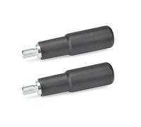 Ganter Normelemente GN 798-KT-22-M8 798-KT-22-M8-Manijas cilíndricas giratorias-Eje de acero galvanizado, Negro mate, Anschlussgewinde d2: M8 Länge l: 59mm, Set de 2 Piezas