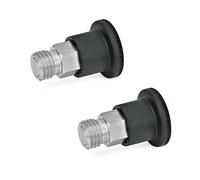 Ganter Normelemente GN 822.7-4-M8-C 7-4-M8-C - Pernos de retención (2 unidades, tamaño pequeño, color negro, rosca d2: M8)