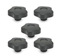 Ganter Normelemente Mango de estrella, tuerca de agarre, GN 5337.2-50-M8-E, 5 unidades, plástico, con casquillo de latón, mango de 50 mm, rosca M8