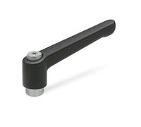 Ganter Normelemente Palanca de sujeción ajustable con casquillo roscado - GN 300.1-22-M4-SW | hembra de acero inoxidable M4 | Mango de zinc fundido a presión negro, recubierto de plástico | 1 pieza