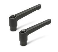 Ganter Normelemente Palanca de sujeción ajustable con casquillo roscado - GN 300-22-M3-SW | casquillo de acero pulido M3 | Mango de zinc fundido a presión negro, recubierto de plástico | 2 unidades