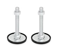 Ganter Normelemente Pie de ajuste GN 40-50-M8-50-A1-SK | Diámetro del pie 50 mm | Goma con clip | Acero galvanizado | 2 unidades