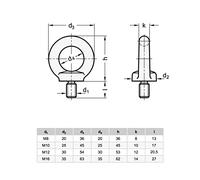 Ganter Normelemente Tornillo anular DIN 580-M8-ST | acero | rosca M8 | 3 unidades