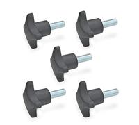Ganter Normelemente Tornillos de mango cruzado, mango termoplástico (PA) con tornillo de acero galvanizado, DIN 6335.4-ST-40-M8-30, rosca M8 x 30, 5 unidades