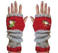 Gants Sans Doigts Pour Femmes - 9*3 Pouces, Mitaines Brodées Motif Oiseaux | Gants D'hiver Sans Doigts Avec Broderie | Pour Femmes Adultes Enfantes Filles Hiver Froid Travail Conduite Cosplay