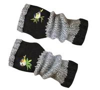 Gants Sans Doigts Pour Femmes - 9*3 Pouces, Mitaines Brodées Motif Oiseaux | Gants D'hiver Sans Doigts Avec Broderie | Pour Femmes Adultes Enfantes Filles Hiver Froid Travail Conduite Cosplay