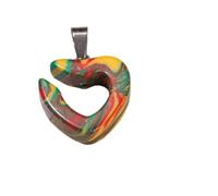 GANYKQ Colgante colorido con forma de corazón hueco, adorno de piedra sintética suave, para hacer joyas, piedra sintética, No es una piedra preciosa