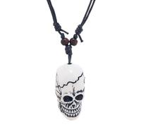 GANYKQ - Collar con colgante de calavera ajustable, cuerda de cera punk, cadena larga para hombres y mujeres, joyería de Halloween, Resina, Sin piedra preciosa