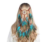 GANYKQ Diadema étnica con adornos de cuentas, diadema única para mujer, novia, toma de fotos, atrapasueños, diadema de red