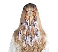 GANYKQ Diadema étnica con adornos de cuentas, diadema única para mujer, novia, toma de fotos, atrapasueños, diadema de red