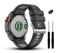 GANYUU 20 mm compatible con correa de reloj Garmin Fenix 7S 7S Pro 6S 6S Pro 5S 5S Plus, correas de silicona suave para reloj inteligente Approach S70 42 mm/Instinct 2S/Descent Mk2s(Black/Gray)