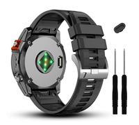 GANYUU 20 mm compatible con correa de reloj Garmin Fenix 7S 7S Pro 6S 6S Pro 5S 5S Plus, correas de silicona suave para reloj inteligente Approach S70 42 mm/Instinct 2S/Descent Mk2s(Black/Black)