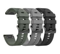 GANYUU 3 piezas para correa de reloj Garmin Fenix 5/Fenix 6/Fenix 7 de 22 mm, correas de silicona suave compatibles con correas de reloj Garmin S62/Fenix 5 PLUS(Black Grey Army Green)