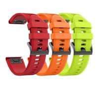 GANYUU 3 piezas para correa de reloj Garmin Fenix 5/Fenix 6/Fenix 7 de 22 mm, correas de silicona suave compatibles con correas de reloj Garmin S62/Fenix 5 PLUS(Orange Green Red)