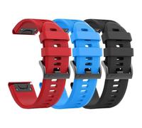GANYUU 3 piezas para correa de reloj Garmin Fenix 5/Fenix 6/Fenix 7 de 22 mm, correas de silicona suave compatibles con correas de reloj Garmin S62/Fenix 5 PLUS(Black Blue Red)