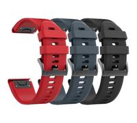 GANYUU 3 piezas para correa de reloj Garmin Fenix 5/Fenix 6/Fenix 7 de 22 mm, correas de silicona suave compatibles con correas de reloj Garmin S62/Fenix 5 PLUS(Black Slate Red)