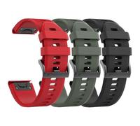 GANYUU 3 piezas para correa de reloj Garmin Fenix 5/Fenix 6/Fenix 7 de 22 mm, correas de silicona suave compatibles con correas de reloj Garmin S62/Fenix 5 PLUS(Black Red Army Green)