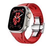 GANYUU Banda de goma fluorada para Apple Watch Correa deportiva Ultra 2 49/45/44/42mm S10 46mm 42mm Correa suave de lujo FKM Iwatch Ultra S10 9 8 7 Se 6 5 correas de reloj(R-S,49mm)