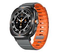 GANYUU Banda magnética para Samsung Galaxy Watch Ultra 47mm Correa de silicona suave para hombres para samsung ultra 7 ULTRA 47MM pulsera deportiva Correa correas de reloj(Black grey orange)