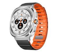 GANYUU Banda magnética para Samsung Galaxy Watch Ultra 47mm Correa de silicona suave para hombres para samsung ultra 7 ULTRA 47MM pulsera deportiva Correa correas de reloj(Silver black orange)
