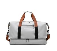 GANYUU Bolsa de viaje para fin de semana, para mujeres y hombres, gimnasio, fitness, yoga, equipaje de hombro, bandolera, bolsas de mano de corta distancia, gris, Talla única