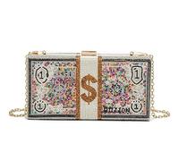 GANYUU Bolso cruzado para teléfono con diseño de diamantes de imitación y piedras acrílicas, colorido, Talla única