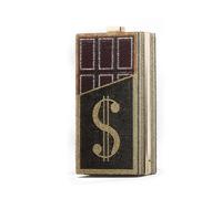 GANYUU Bolso de mano de acrílico con diamantes para mujer, bolsa de teléfono, Black, Talla única, Bohemio