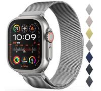 GANYUU Bucle milanés de acero inoxidable para Apple Watch Band 42/44/45/49/38/40/41 mm Hombres y mujeres, reemplazo de cierre magnético de bucle de malla para bandas IWatch Ultra Series 9 8 7 SE 6 5 4