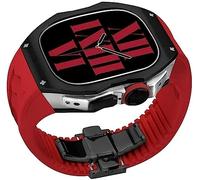 GANYUU Caja de aleación de titanio de alta calidad, correa de caucho fluorado, para Apple Watch Ultra 8 de 49 mm, correa de reloj de goma y cierre de acero inoxidable, kit de mod, para hombres y