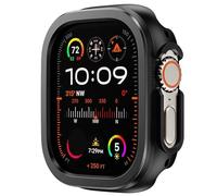 GANYUU Caja de metal de aleación de aluminio 2 en 1 + TPU para caja de reloj Apple 49 mm 45 mm 41 mm Cubierta protectora de metal para Iwatch Ultra 2 Sereis 9 8 7 Caja de reloj(Black,45mm)