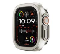 GANYUU Caja de metal de aleación de aluminio 2 en 1 + TPU para caja de reloj Apple 49 mm 45 mm 41 mm Cubierta protectora de metal para Iwatch Ultra 2 Sereis 9 8 7 Caja de reloj(Starlight,44mm)