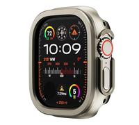 GANYUU Caja de metal de aleación de aluminio 2 en 1 + TPU para caja de reloj Apple 49 mm 45 mm 41 mm Cubierta protectora de metal para Iwatch Ultra 2 Sereis 9 8 7 Caja de reloj(Titanium,45mm)