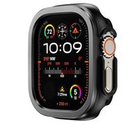 GANYUU Caja de metal de aleación de aluminio 2 en 1 + TPU para caja de reloj Apple 49 mm 45 mm 41 mm Cubierta protectora de metal para Iwatch Ultra 2 Sereis 9 8 7 Caja de reloj(Grey,49mm)