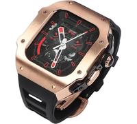 GANYUU Caja de reloj de acero inoxidable con correa de caucho fluorado, para Apple Watch Series Ultra 2 de 49 mm, marco de metal a prueba de golpes, accesorios de cierre, 49MM, Ágata
