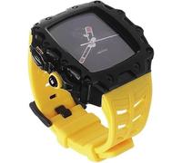 GANYUU Caja de reloj de aleación + correa de silicona, para Apple Watch SE 8/7/6/4 de 45 mm, 44 mm, estilo RM, marco de metal, kit de repuesto para hombres y mujeres, 45mm, Ágata