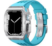GANYUU Caja de reloj de aleación de titanio + correa de reloj de caucho fluorado, kit de modificación de lujo RM, para Apple Watch 8 de 45 mm, 6, 5, 4 y 44 mm, kit de funda de reloj de aleación, 44mm,