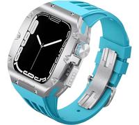 GANYUU Caja de reloj de aleación de titanio + correa de reloj de caucho fluorado, kit de modificación RM, para Apple Watch 8 de 45 mm, 6, 5, 4 y 44 mm, kit de modificación de aleación, 45MM, Ágata