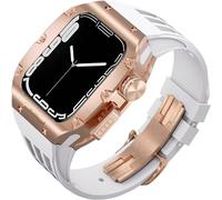 GANYUU Caja de reloj de aleación de titanio + correa de reloj de caucho fluorado, kit de modificación RM, para Apple Watch 8 de 45 mm, 6, 5, 4 y 44 mm, kit de modificación de aleación, 44MM, Ágata