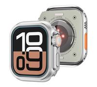 GANYUU Caja de reloj de aleación para Apple Watch Case Ultra 2 49mm Case Series S10 46mm S9 S8 S7 S6 S5 S4 SE 44MM 45MM Protector Marco Cubierta Caja de parachoques de metal(Matt silver,49MM)