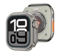 GANYUU Caja de reloj de aleación para Apple Watch Case Ultra 2 49mm Case Series S10 46mm S9 S8 S7 S6 S5 S4 SE 44MM 45MM Protector Marco Cubierta Caja de parachoques de metal(Grey,45MM)