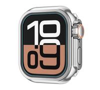 GANYUU Caja de reloj de aleación para Apple Watch Case Ultra 2 49mm Case Series S10 46mm S9 S8 S7 S6 S5 S4 SE 44MM 45MM Protector Marco Cubierta Caja de parachoques de metal(Bright silver,46MM)