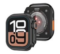 GANYUU Caja de reloj de aleación para Apple Watch Case Ultra 2 49mm Case Series S10 46mm S9 S8 S7 S6 S5 S4 SE 44MM 45MM Protector Marco Cubierta Caja de parachoques de metal(Black,44MM)