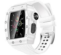 GANYUU Caja de reloj de aleación resistente y kit de correa de reloj de silicona, para Apple Watch Series 8/7/6/5/4/SE de 44 mm, 45 mm, 41 mm, 40 mm, funda de reloj de zinc + pulseras de silicona,