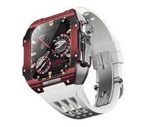GANYUU Caja de reloj de fibra de carbono con correa de caucho fluorado, kit de modificación para Apple Watch Series 9, 8, 7, 6, 5, 4, SE, 44 mm, 45 mm, repuesto de correa deportiva, 45mm, Ágata